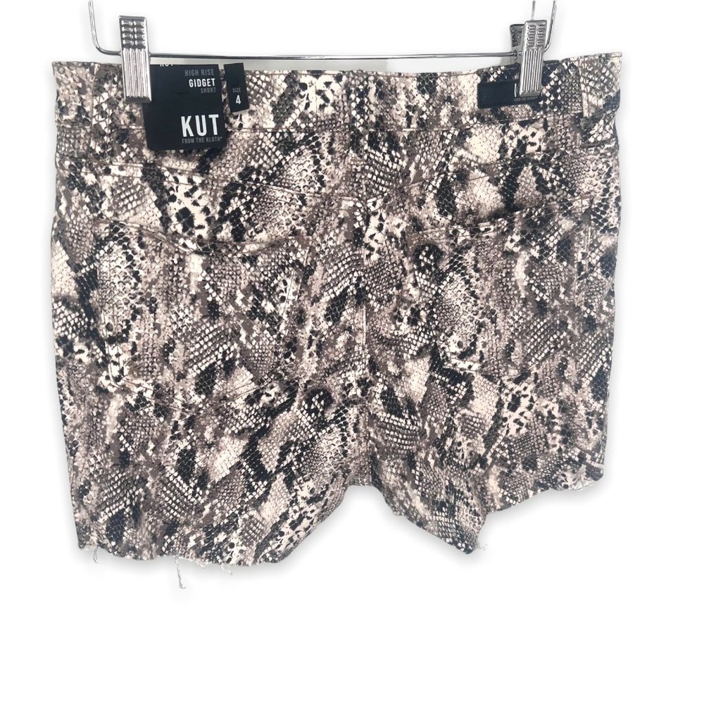 NWT KUT from the Kloth Denim High Rise Snake Print Gidget Shorts Womens 4 Black - Picture 10 of 10
